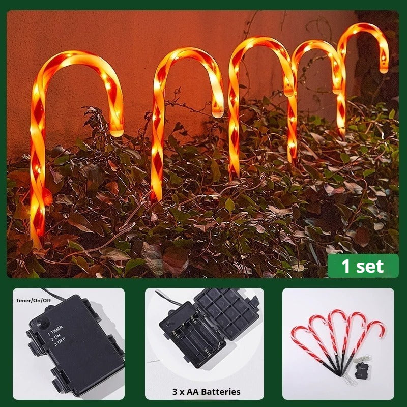 Christmas Solar &amp; Battery LED Stake Lights, Waterproof Garden Decor, Set of 5