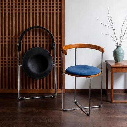 Retro Foldable Stainless Steel Dining Chair