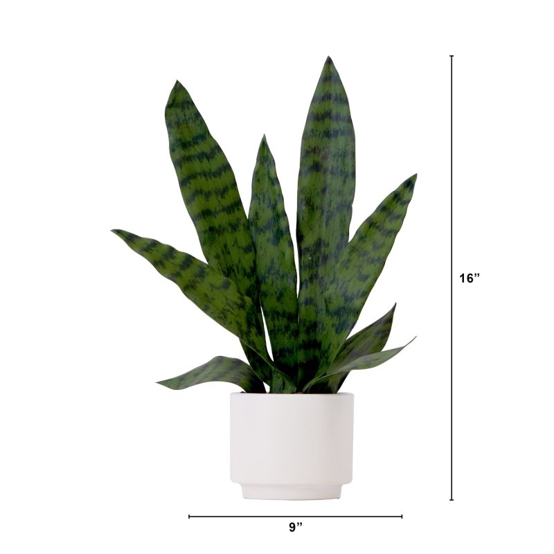 16&quot; Artificial Sansevieria Snake Plant with Decorative Planter - FCHF CITY