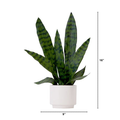 16&quot; Artificial Sansevieria Snake Plant with Decorative Planter - FCHF CITY