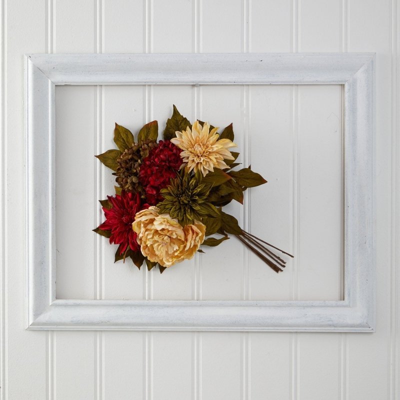16” Peony, Hydrangea and Dahlia Artificial Flower Bouquet (Set of 2) - Autumn Colors - FCHF CITY