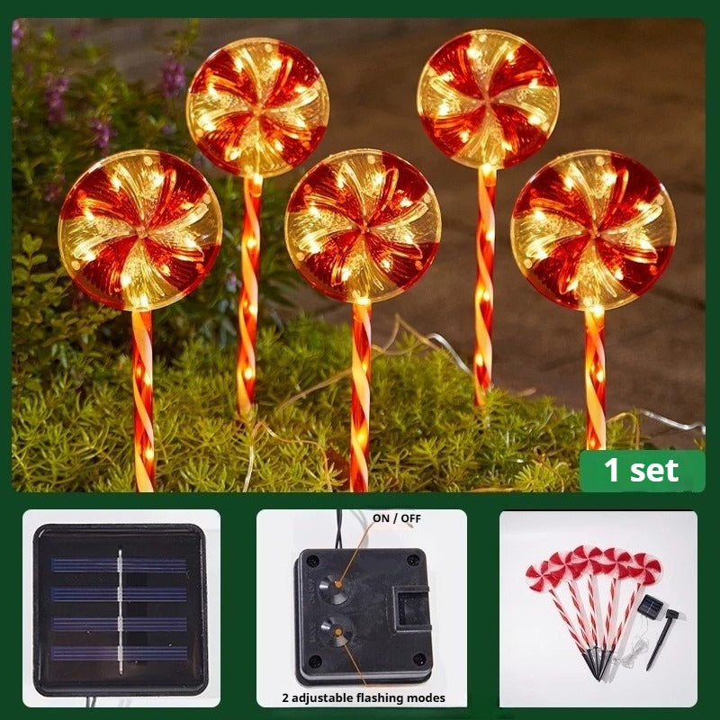 Christmas Solar &amp; Battery LED Stake Lights, Waterproof Garden Decor, Set of 5