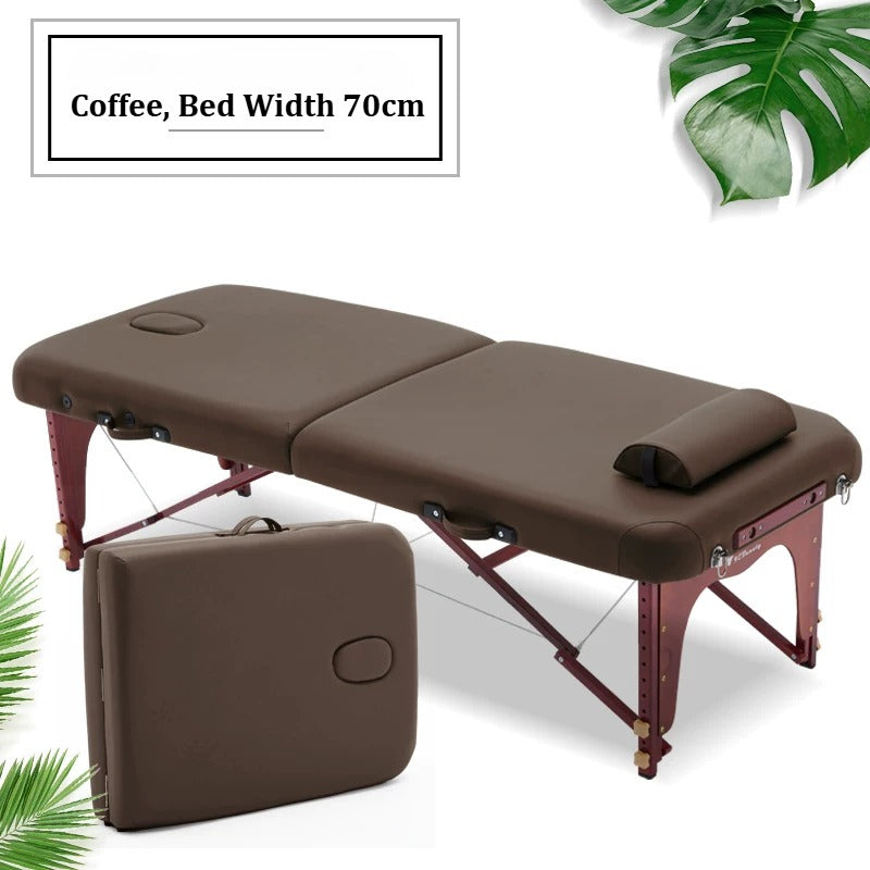 Portable Folding Massage Table, Beech Wood Height Adjustable Spa Bed
