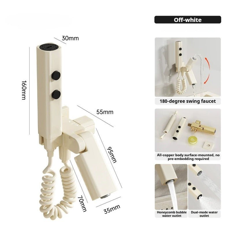 180° Swing Wall‑Mount Faucet with Handheld Sprayer Kit - FCHF CITY