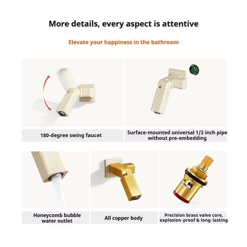 180° Swing Wall‑Mount Faucet with Handheld Sprayer Kit - FCHF CITY