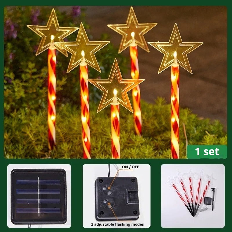 Christmas Solar &amp; Battery LED Stake Lights, Waterproof Garden Decor, Set of 5