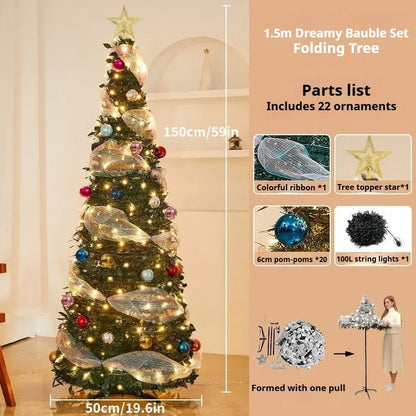 1.8m Pop-Up Collapsible Christmas Tree, Portable Holiday Decor Kit - FCHF CITY