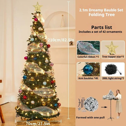 1.8m Pop-Up Collapsible Christmas Tree, Portable Holiday Decor Kit - FCHF CITY