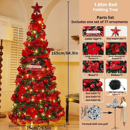 1.8m Pop-Up Collapsible Christmas Tree, Portable Holiday Decor Kit - FCHF CITY