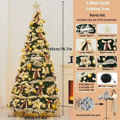 1.8m Pop-Up Collapsible Christmas Tree, Portable Holiday Decor Kit - FCHF CITY