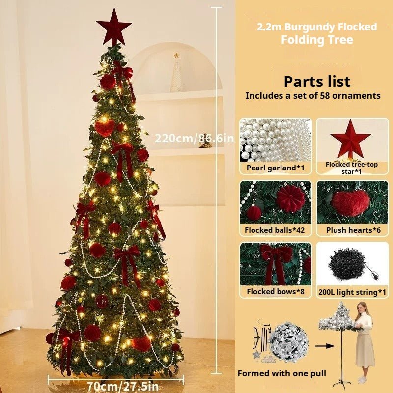 1.8m Pop-Up Collapsible Christmas Tree, Portable Holiday Decor Kit - FCHF CITY