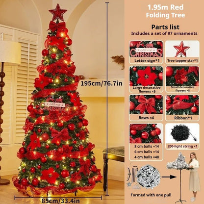 1.8m Pop-Up Collapsible Christmas Tree, Portable Holiday Decor Kit - FCHF CITY