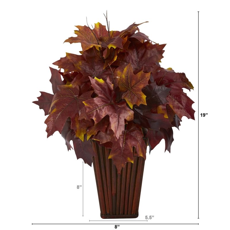 19” Autumn Maple Leaf Artificial Plant in Decorative Planter - FCHF CITY