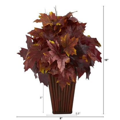 19” Autumn Maple Leaf Artificial Plant in Decorative Planter - FCHF CITY