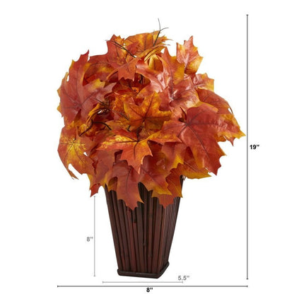 19” Autumn Maple Leaf Artificial Plant in Decorative Planter - FCHF CITY
