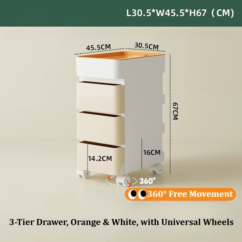 No Odor ABS Rolling Storage Chest with 4 Drawers