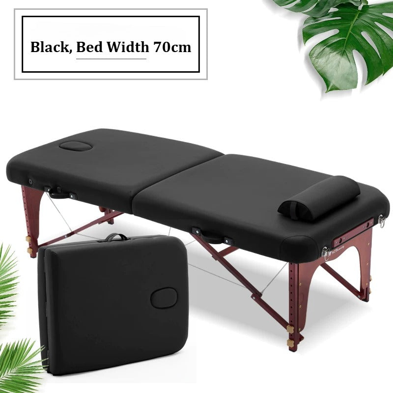 Portable Folding Massage Table, Beech Wood Height Adjustable Spa Bed