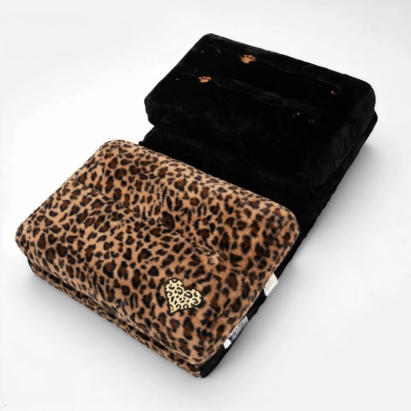 Foldable Floor Sofa Bed, Adjustable Leopard Cow Print Lounge Chair