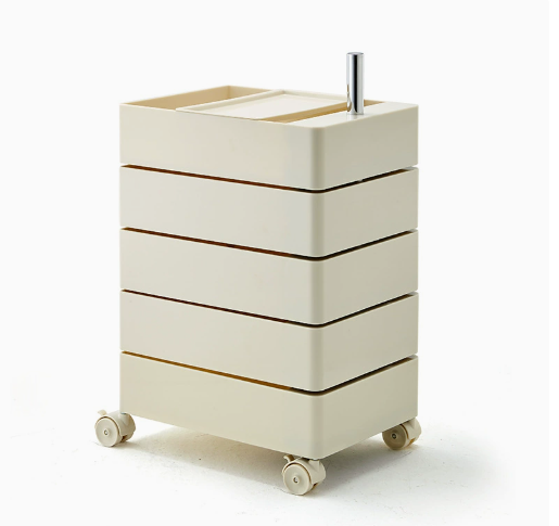 Minimalist Rotatable 5-Tier Rolling Storage Cabinet with Lockable Casters