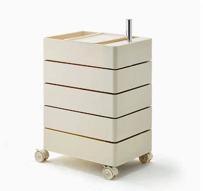 Minimalist Rotatable 5-Tier Rolling Storage Cabinet with Lockable Casters