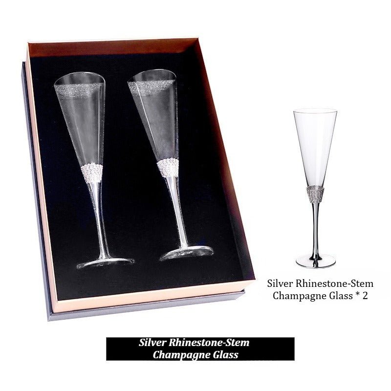 200ml Rhinestone Champagne Flutes Set (Gold / Silver) - FCHF CITY