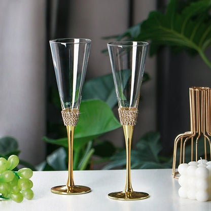 200ml Rhinestone Champagne Flutes Set (Gold / Silver) - FCHF CITY