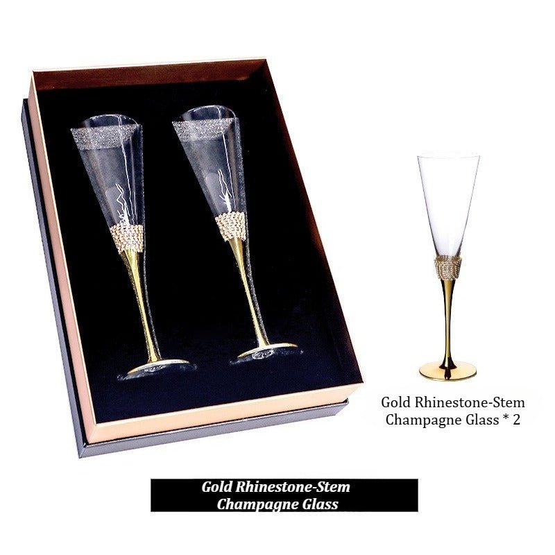 200ml Rhinestone Champagne Flutes Set (Gold / Silver) - FCHF CITY