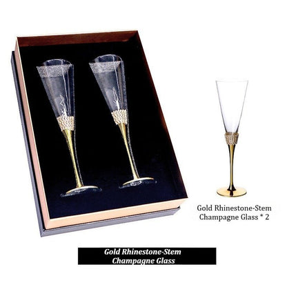 200ml Rhinestone Champagne Flutes Set (Gold / Silver) - FCHF CITY