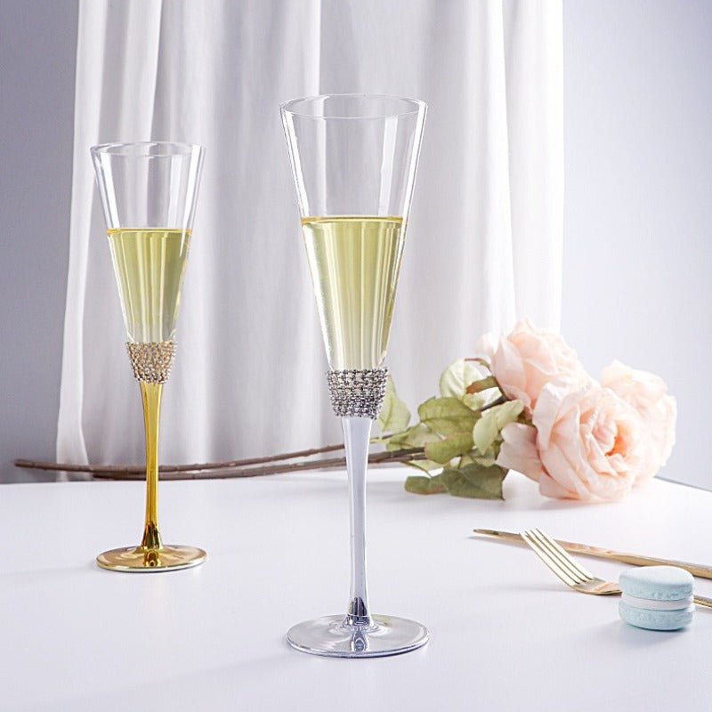 200ml Rhinestone Champagne Flutes Set (Gold / Silver) - FCHF CITY