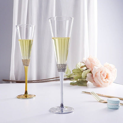 200ml Rhinestone Champagne Flutes Set (Gold / Silver) - FCHF CITY
