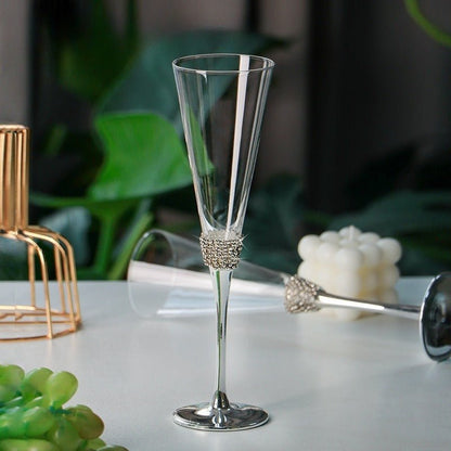 200ml Rhinestone Champagne Flutes Set (Gold / Silver) - FCHF CITY