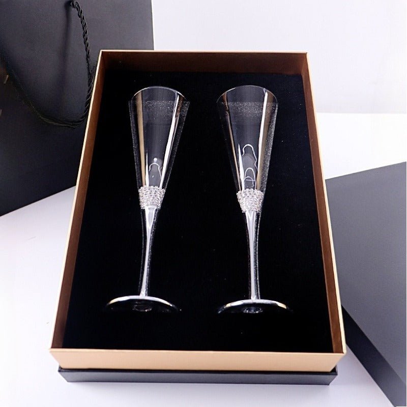 200ml Rhinestone Champagne Flutes Set (Gold / Silver) - FCHF CITY