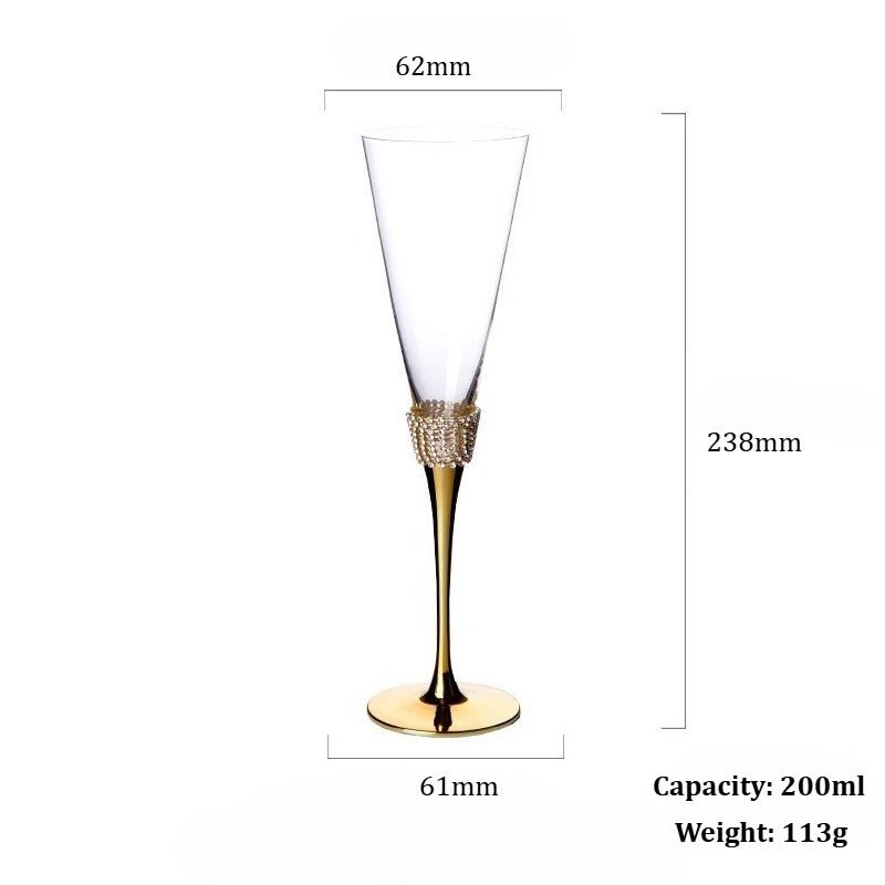 200ml Rhinestone Champagne Flutes Set (Gold / Silver) - FCHF CITY