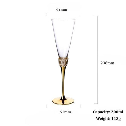 200ml Rhinestone Champagne Flutes Set (Gold / Silver) - FCHF CITY