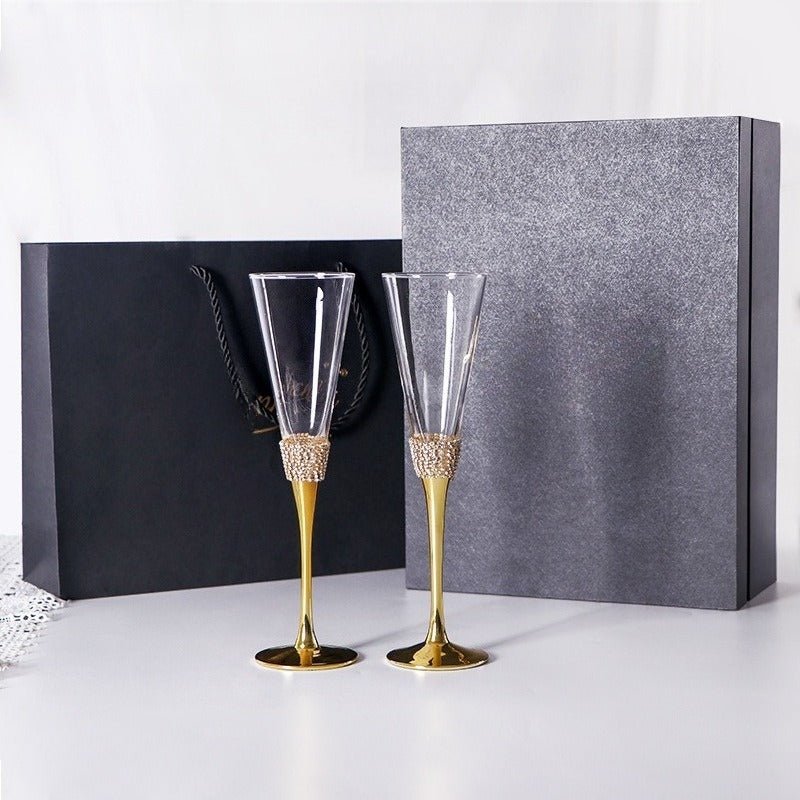 200ml Rhinestone Champagne Flutes Set (Gold / Silver) - FCHF CITY