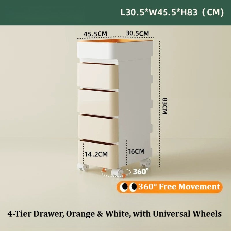 No Odor ABS Rolling Storage Chest with 4 Drawers