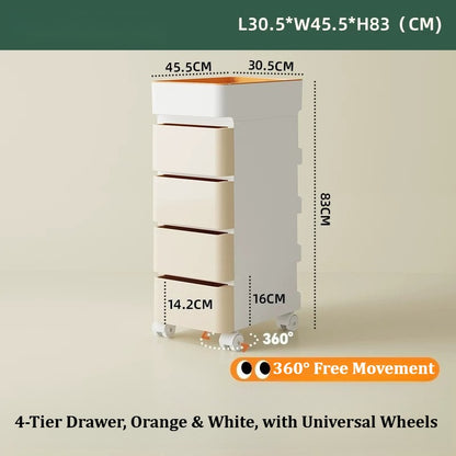 No Odor ABS Rolling Storage Chest with 4 Drawers