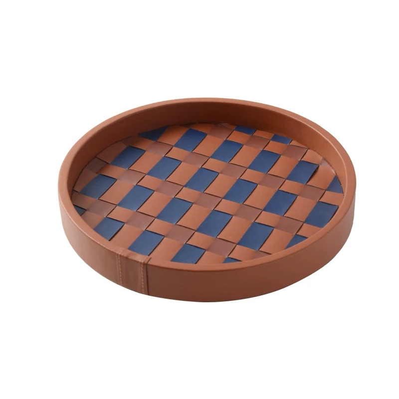Modern Woven Checkered Storage Bin, Faux‑Leather Decor Organizer for Home