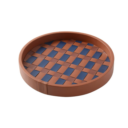 Modern Woven Checkered Storage Bin, Faux‑Leather Decor Organizer for Home