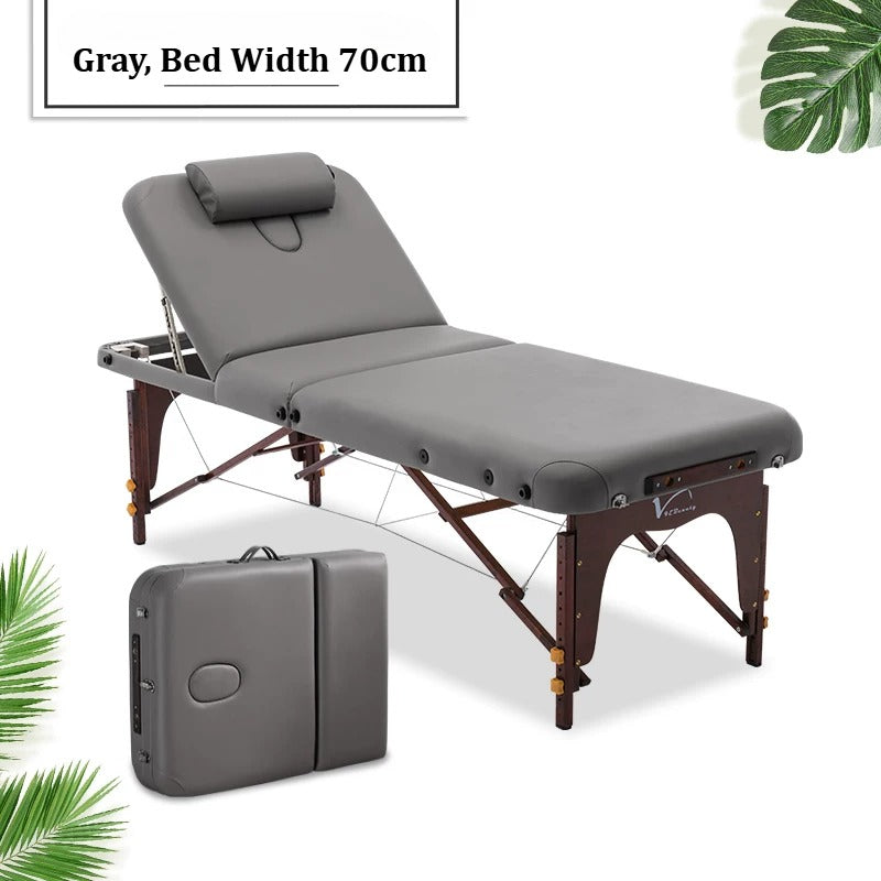 Portable Folding Massage Table, Beech Wood Height Adjustable Spa Bed