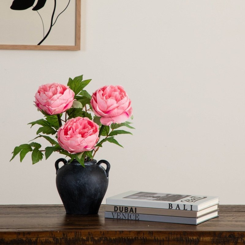 20&quot;Artificial Peony Flower Stems - Set of 3 - FCHF CITY
