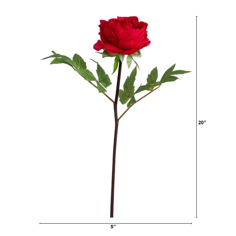 20&quot;Artificial Peony Flower Stems - Set of 3 - FCHF CITY