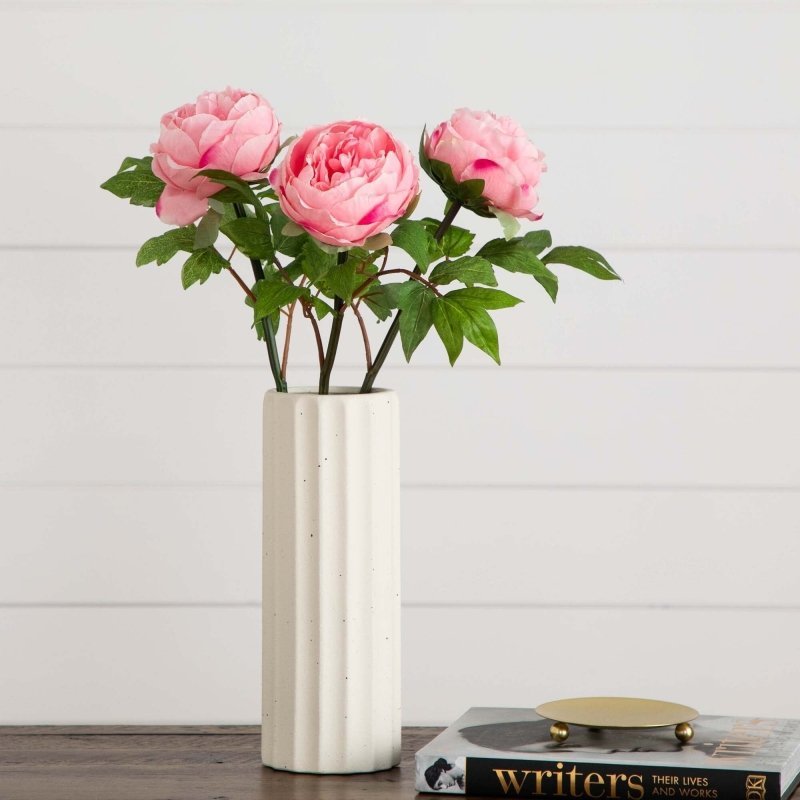 20&quot;Artificial Peony Flower Stems - Set of 3 - FCHF CITY