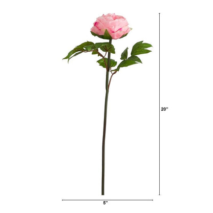 20&quot;Artificial Peony Flower Stems - Set of 3 - FCHF CITY