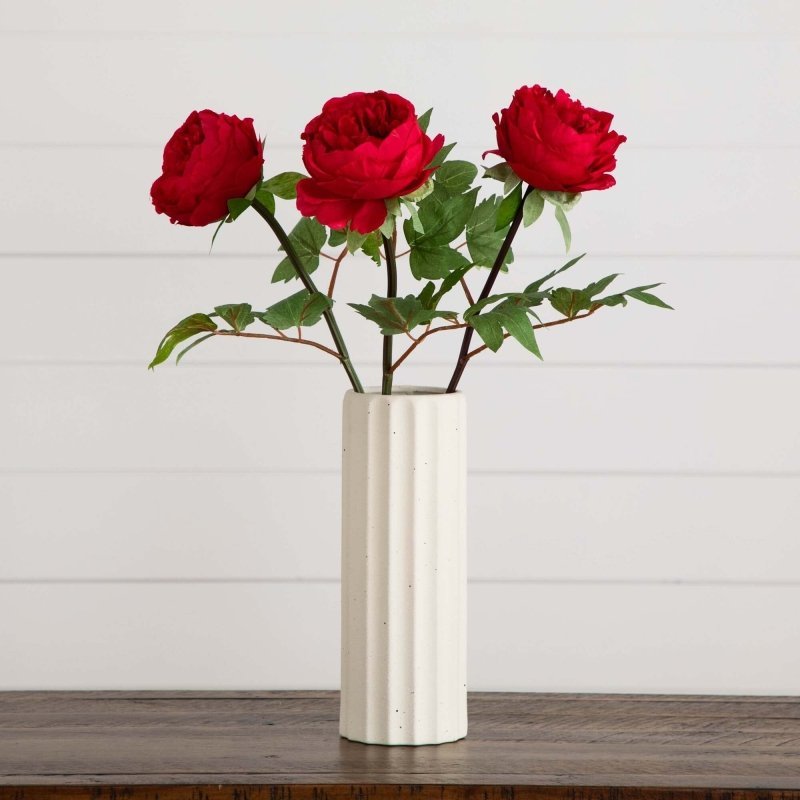 20&quot;Artificial Peony Flower Stems - Set of 3 - FCHF CITY
