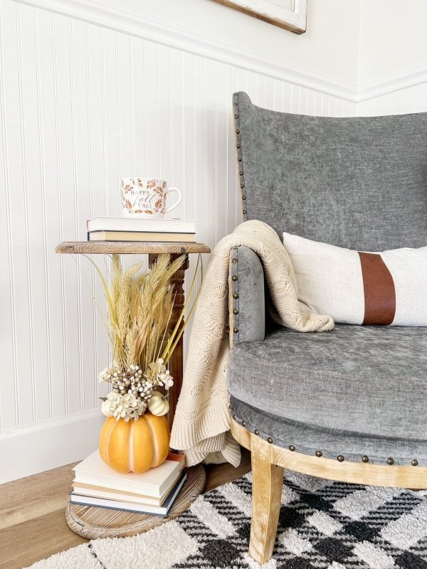 21” Autumn Dried Wheat and Pumpkin Artificial Fall Arrangement in Decorative Pumpkin Vase - FCHF CITY