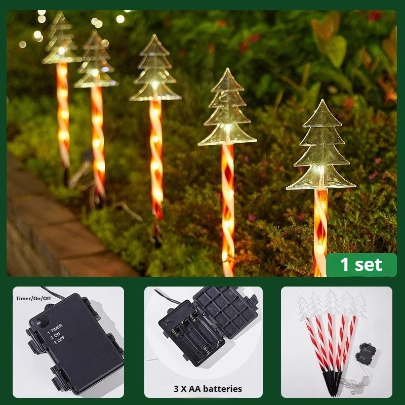 Christmas Solar &amp; Battery LED Stake Lights, Waterproof Garden Decor, Set of 5
