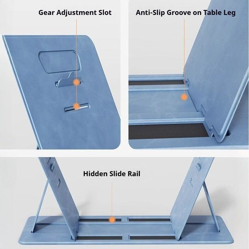 Portable Foldable Lap Desk 4‑Level Height Adjustable Suede Bed Table
