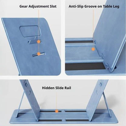 Portable Foldable Lap Desk 4‑Level Height Adjustable Suede Bed Table