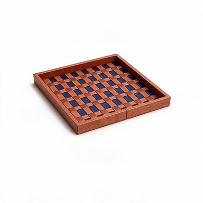 Modern Woven Checkered Storage Bin, Faux‑Leather Decor Organizer for Home